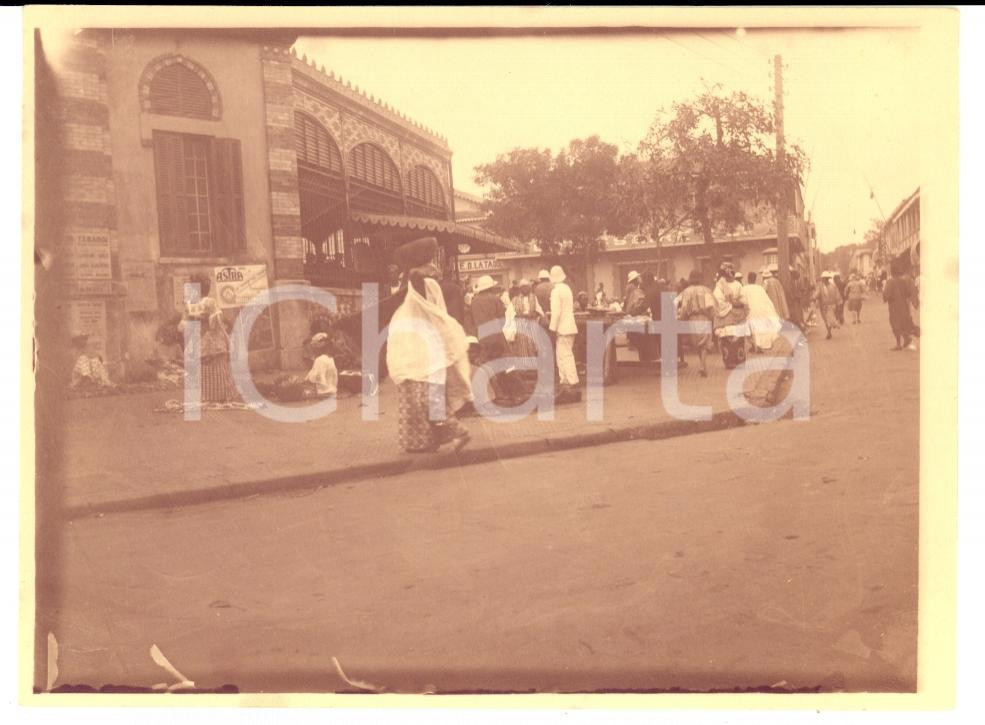 Fotografia d epoca originale 1920 DAKAR SENEGAL FRANCAIS Folla al mercato KERMEL Foto VINTAGE 1