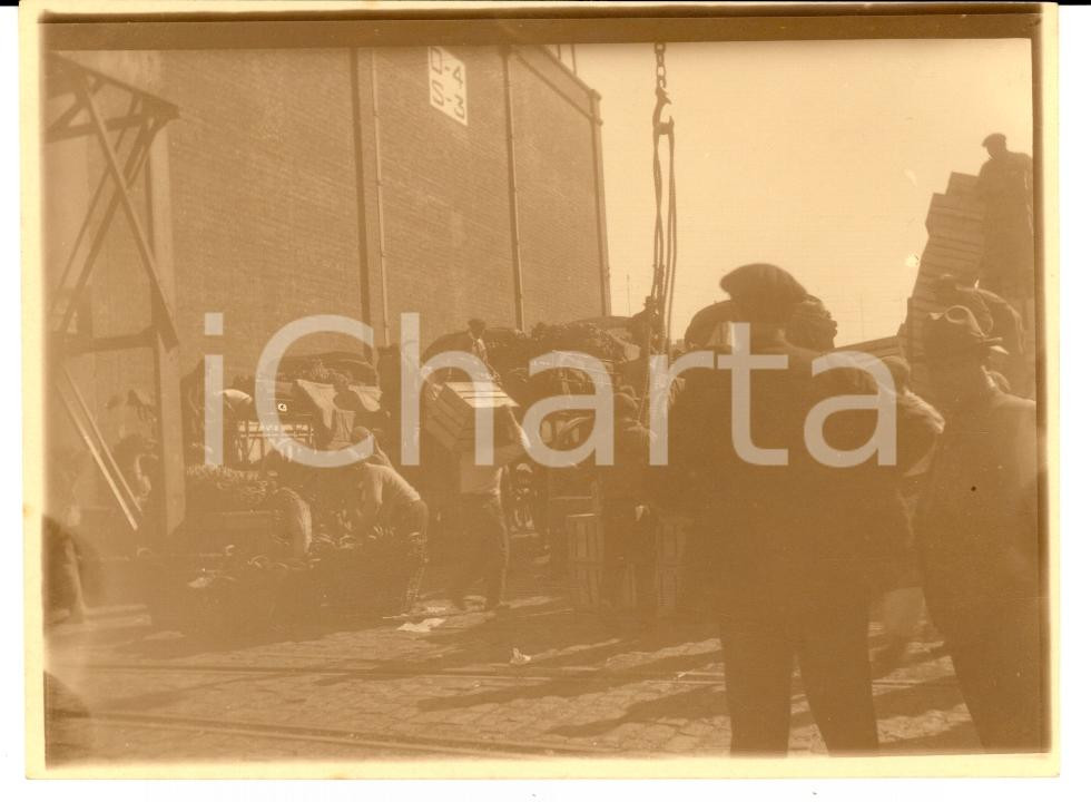 Fotografia d epoca originale 1920 AMSTERDAM Olanda Carico e scarico di merci al porto Foto VINTAGE 1