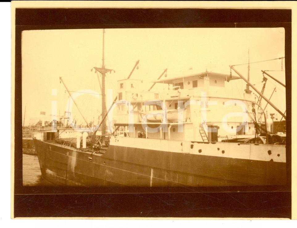 Fotografia d epoca originale 1920 ca LLOYD ROYAL BELGE Nave OLYMPIER al porto di AMSTERDAM VINTAGE photo 1