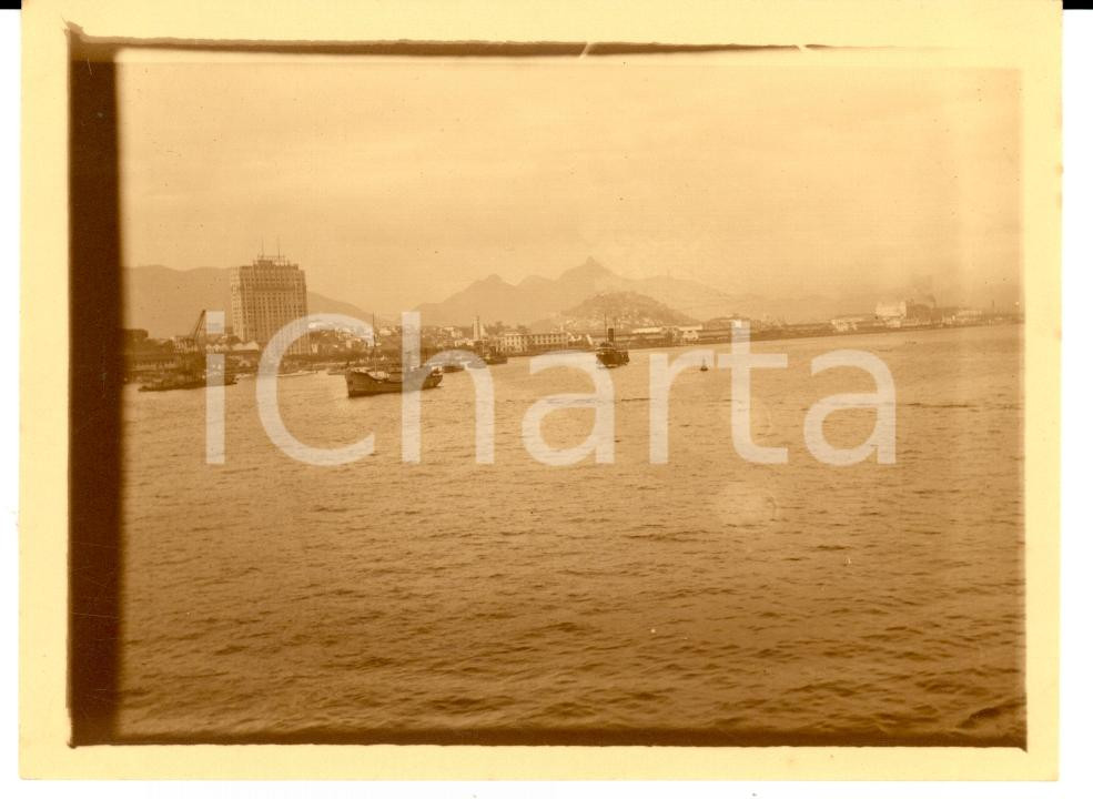 Fotografia d epoca originale 1920 RIO DE JANEIRO BRAZIL Veduta con edificio A NOITE in costruzione Foto 1
