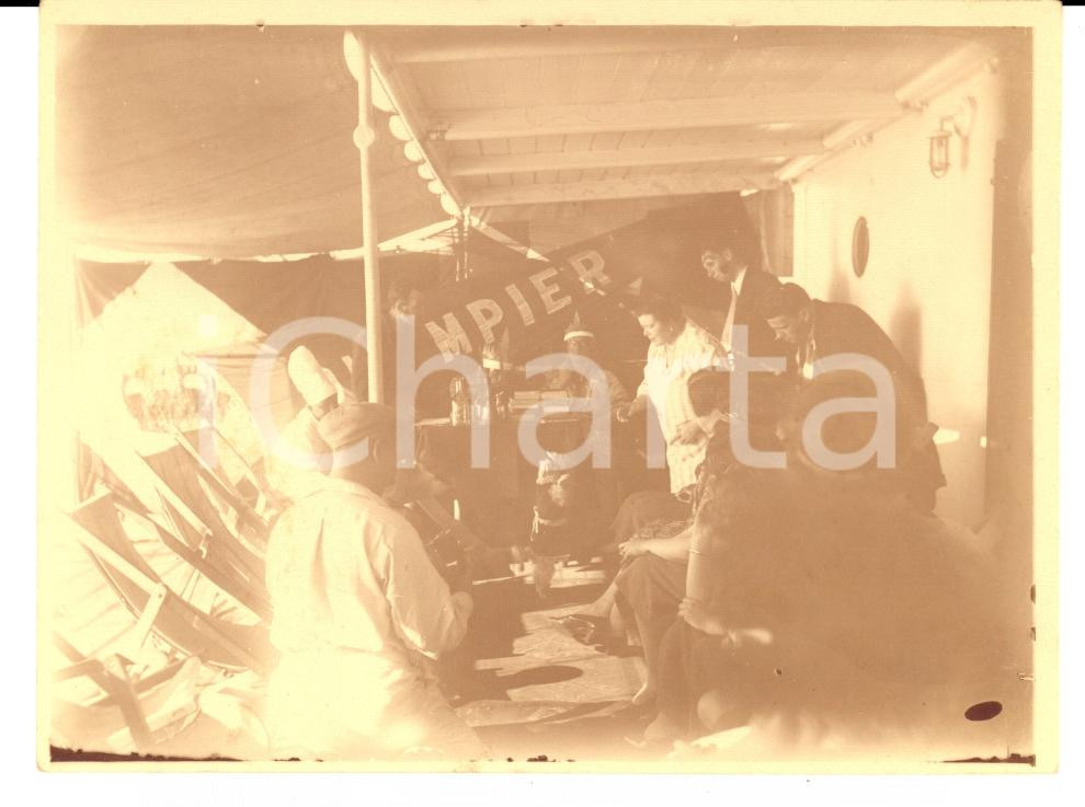 Fotografia d epoca originale 1920 LLOYD ROYAL BELGE Goliardica esibizione canina su nave OLYMPIER Foto 1