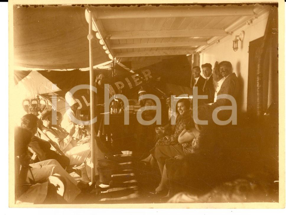 Fotografia d epoca originale 1920 LLOYD ROYAL BELGE Finta giuria per esibizione cani su nave OLYMPIER Foto 1