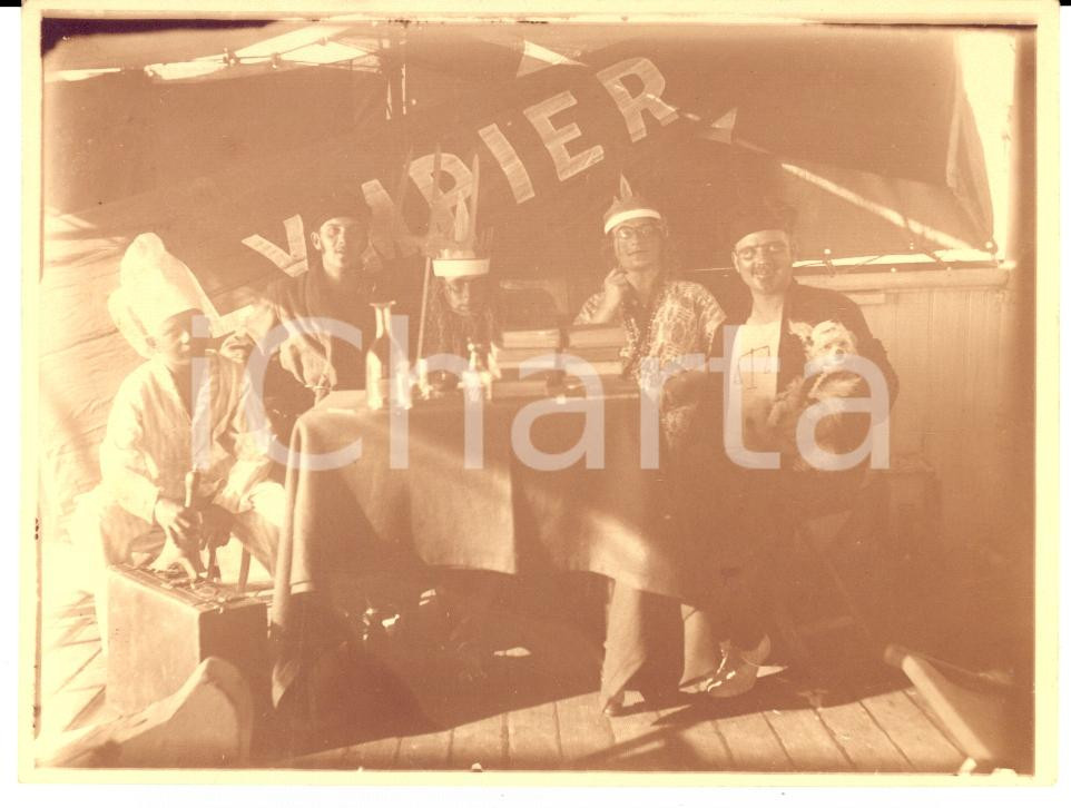 Fotografia d epoca originale 1920 LLOYD ROYAL BELGE Giuria goliardica per esibizione cani nave OLYMPIER Foto 1