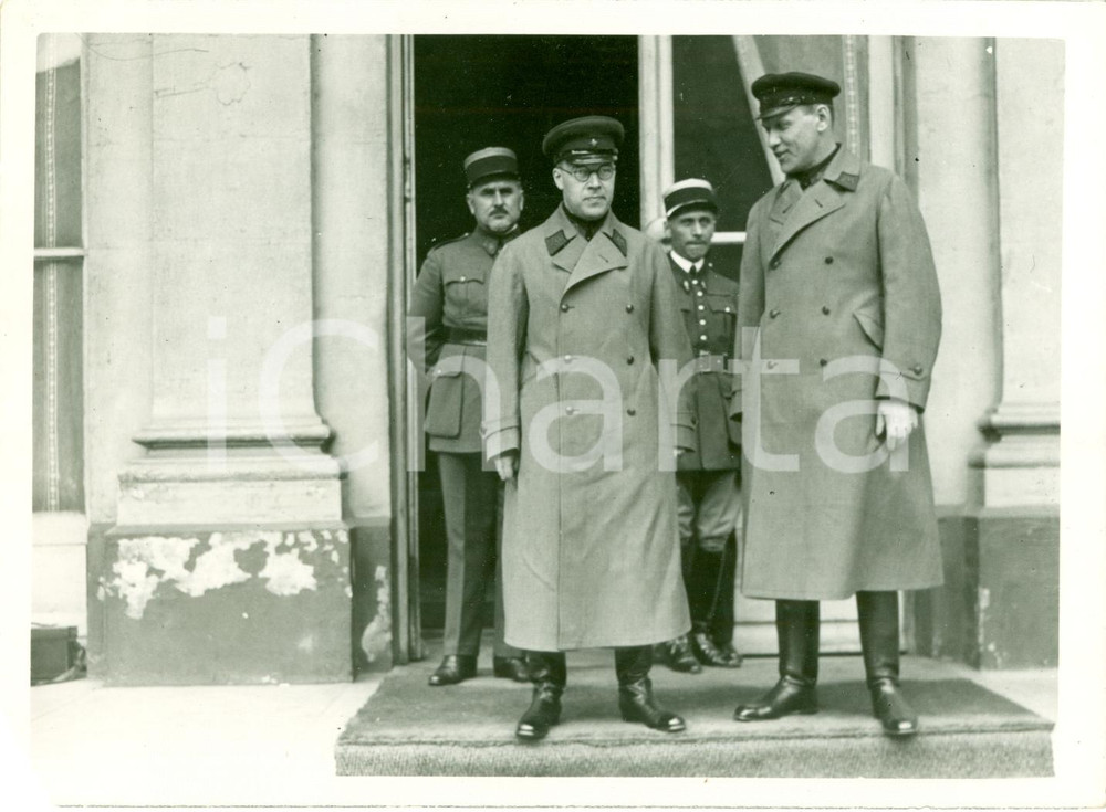 Fotografia d epoca originale 1933 PARIS Ministro Edouard DALADIER Colonnello russo Simon VENTZOV Fotografia 1