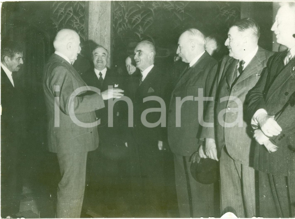 Fotografia d epoca originale 1942 VICHY F WWII Philippe PETAIN Pierre LAVAL con sindaci di Francia FOTO 1