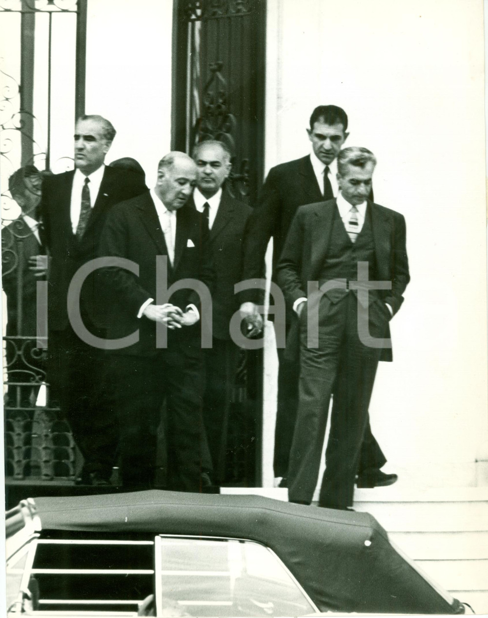 Fotografia d epoca originale 1960 ca ROMA Shah Mohammad REZA PAHLAVI visita nuovo Palazzo Sport FOTOGRAFIA 1