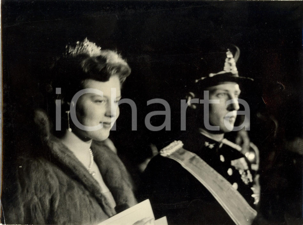 Fotografia d epoca originale 1959 COPENAGHEN DK MARGRETHE di Danimarca con fidanzato Henri de MONPEZAT Foto 1