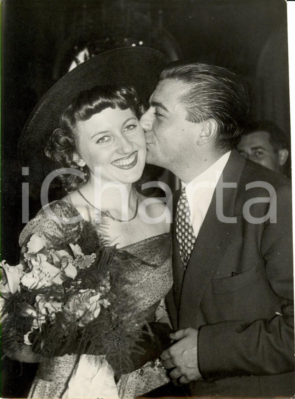 Fotografia d epoca originale 1949 PARIS FranÃ§ois PERIER sposa la giovane collega Marie DAEMS Fotografia 1