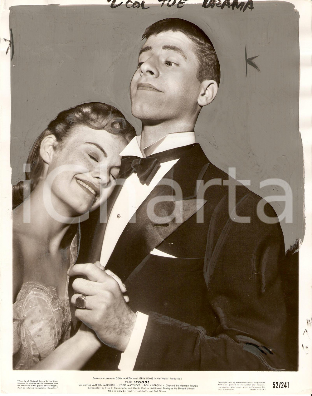 Fotografia d epoca originale 1952 THE STOOGE Jerry LEWIS hugging Marion MARSHALL Cinema Photo 1