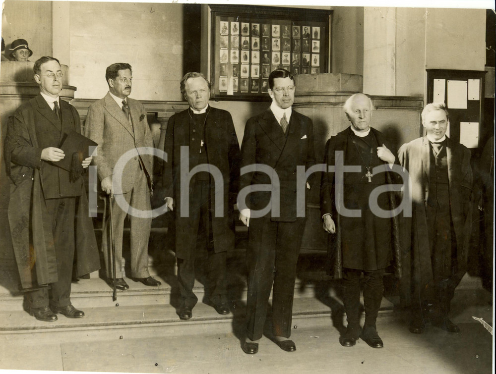 Fotografia d epoca originale 1929 LONDON BURGE MEMORIAL LECTURE con arcivescovo CANTERBURY e principe SVEZIA 1