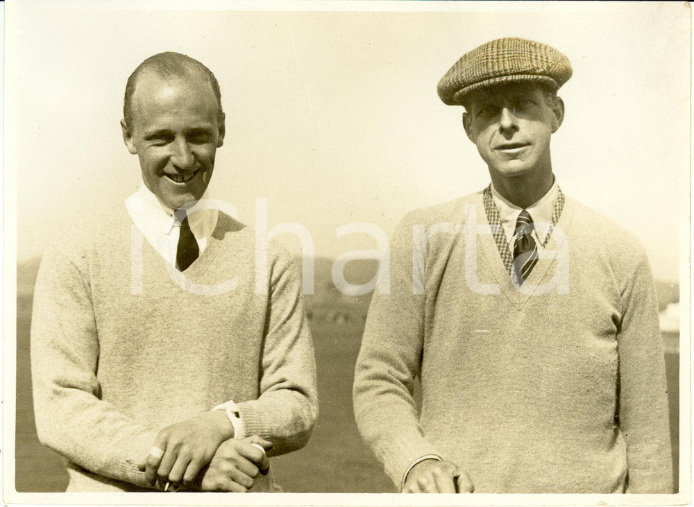 Fotografia d epoca originale 1930 ST.ANDREWS SCOTLAND BROWER e PELHAMBURN,vincitore OPEN GOLF CHAMPIONSHIP 1