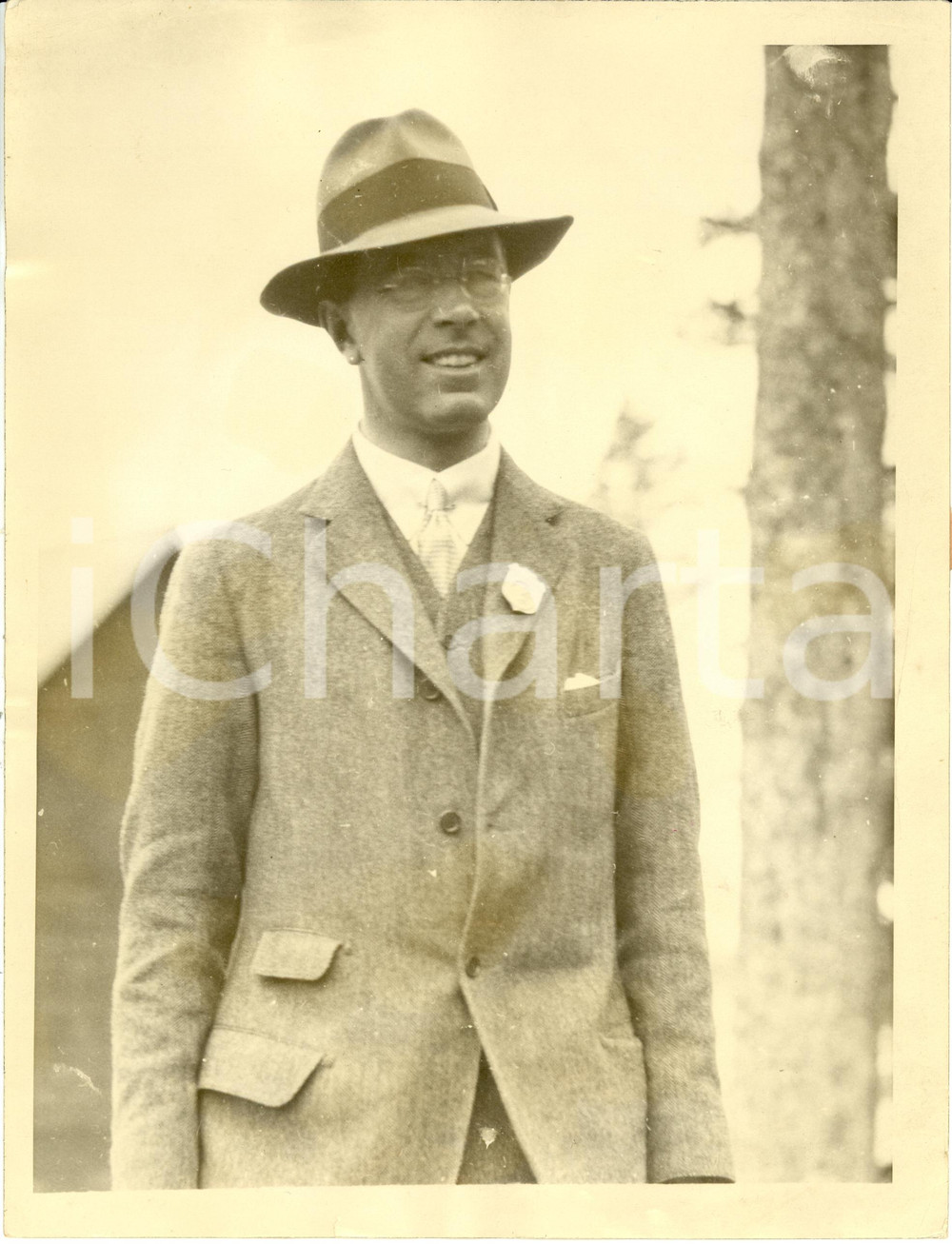 Fotografia d epoca originale 1926 YELLOWSTONE USA GUSTAVO ADOLFO di SVEZIA guardiano onorario del parco 1