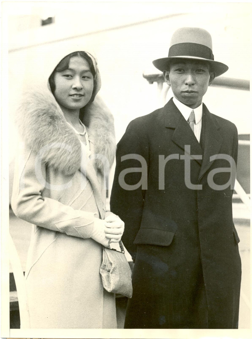 Fotografia d epoca originale 1931 NEW YORK Principe giapponese TAKAMATSU e moglie arrivano a NEW YORK Foto 1