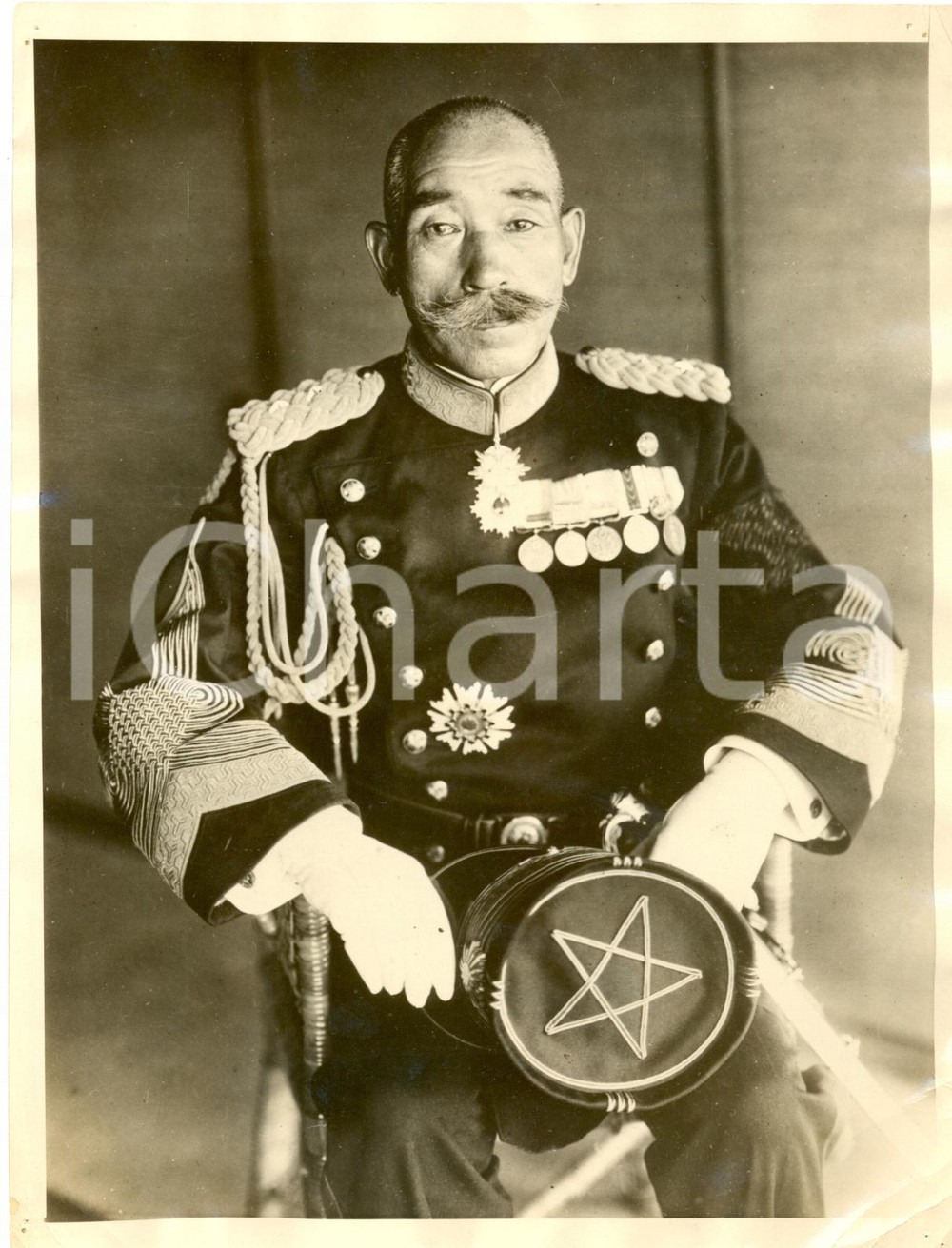 Fotografia d epoca originale 1925 ca TOKIO Kantaro SUZUKI nominato generale Marina GIAPPONE Fotografia 1