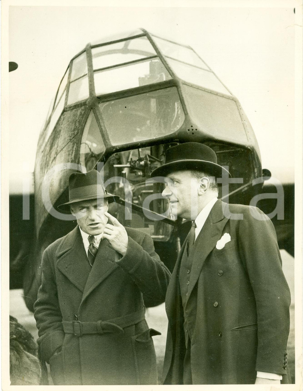 Fotografia d epoca originale 1938 HARMONDSWORTH UK Philip CUNLIFFELISTER Frederick HANLDEY PAGE warplane 1