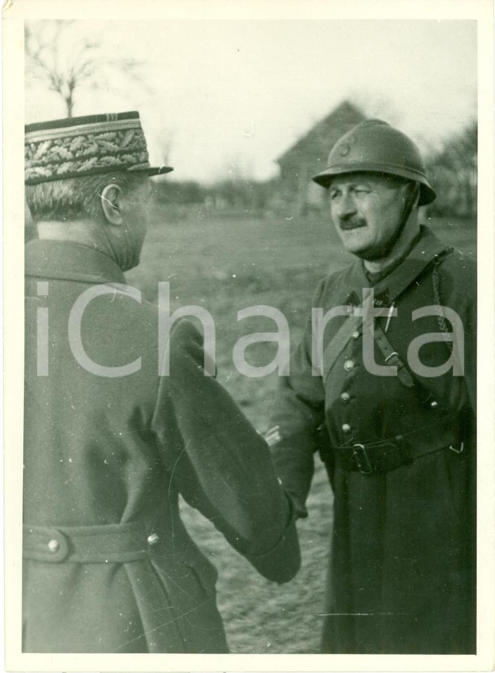 Fotografia d epoca originale 1940 ca FRANCIA Generale AndrÃ©Gaston PRETELAT con un ufficiale Fotografia 1
