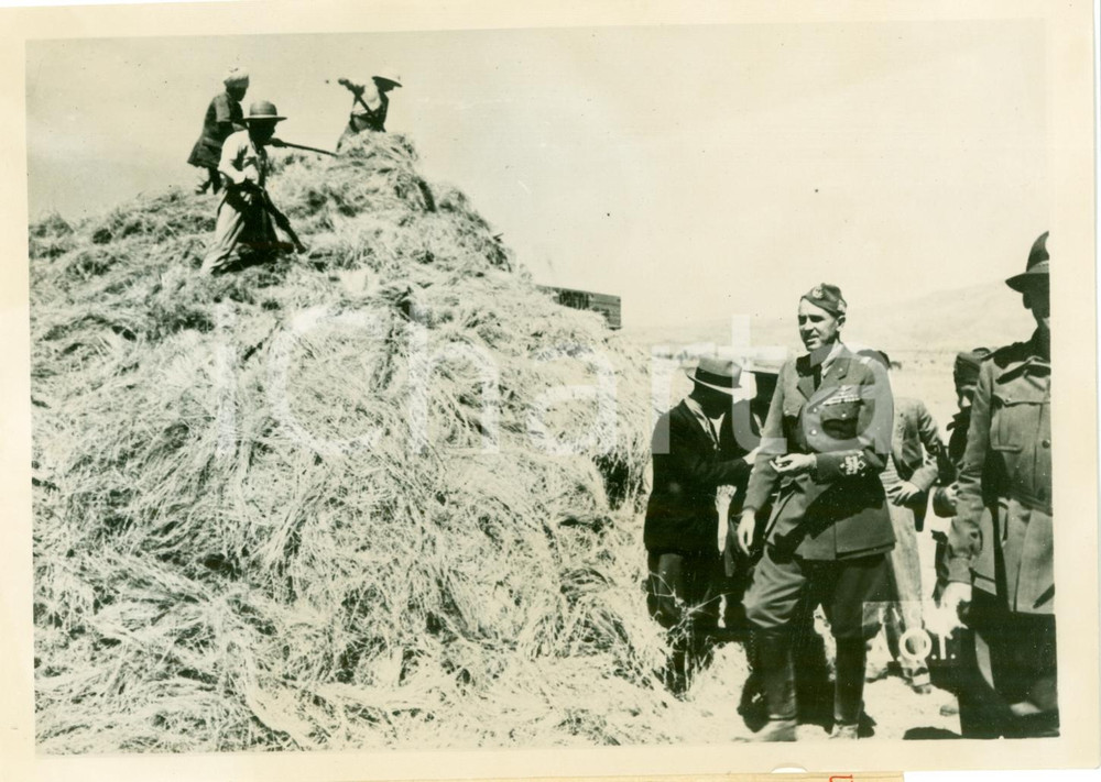 Fotografia d epoca originale 1938 ETIOPIA Amedeo Duca d AOSTA raccolta grano Impero Fotografia 1
