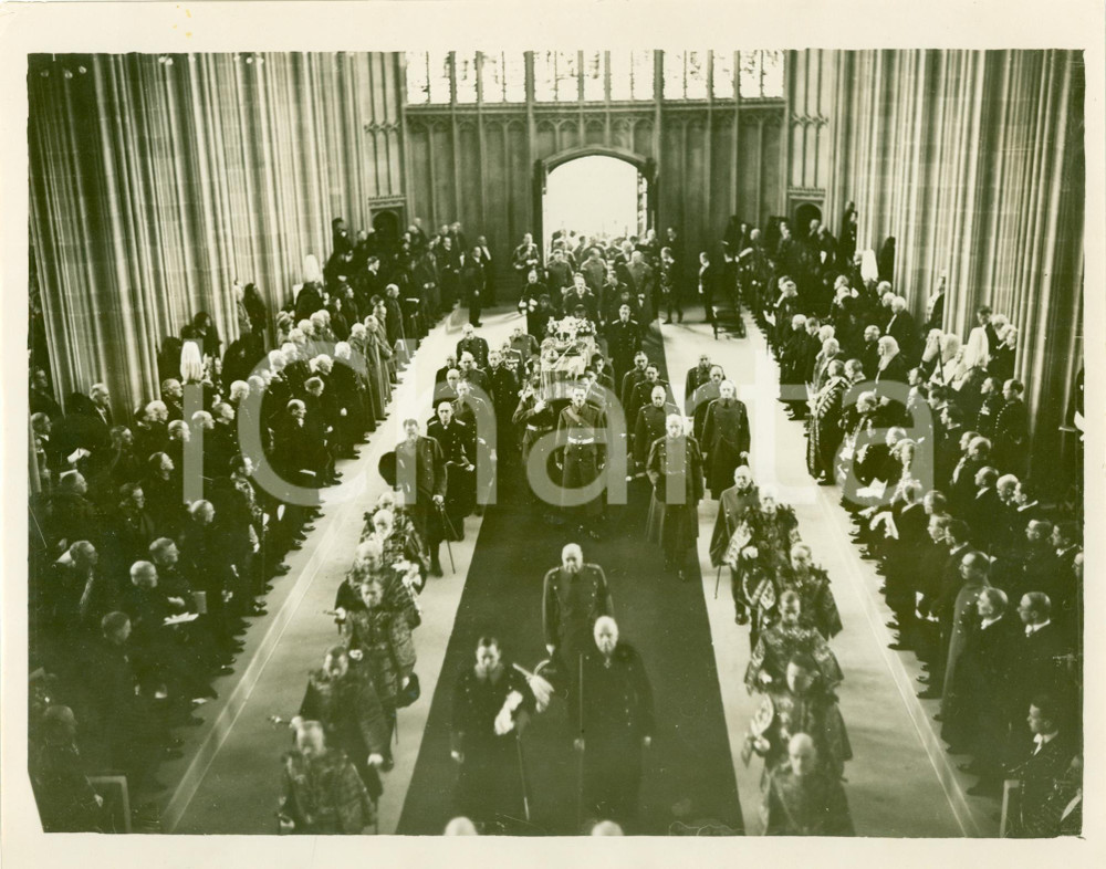 Fotografia d epoca originale 1936 LONDON UK Corteo funebre Re GEORGE V alla St. GEORGE S CHAPEL Fotografia 1