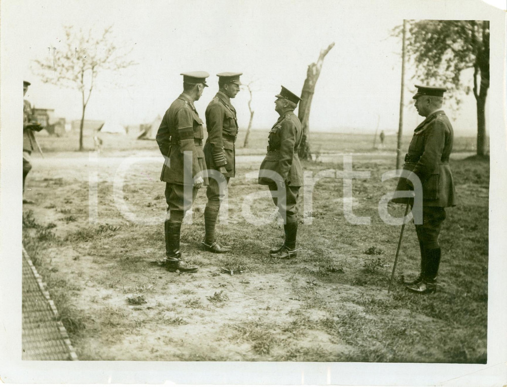 Fotografia d epoca originale 1915 ca FRONTE OCCIDENTALE WW1 Alberto I del BELGIO Henry RAWLINSON Gen PULTENEY 1