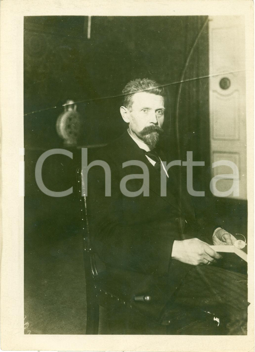 Fotografia d epoca originale 1922 GENOVA Il delegato tedesco Rudolf WISSEL alla Conferenza FOTOGRAFIA 1