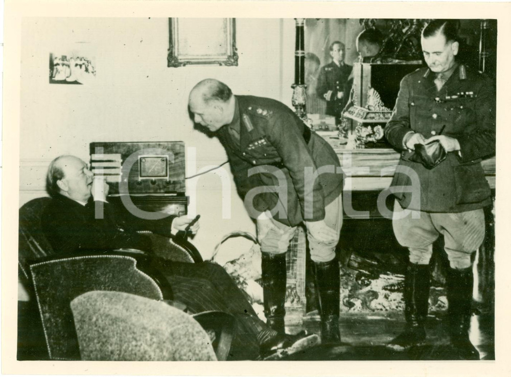Fotografia d epoca originale 1939 PARIS WWII Winston CHURCHILL John VEREKER Visconte GORT Gen. Henry POWNALL 1