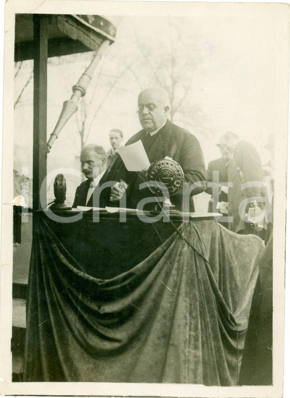 1931 PARIS Ministro Léon PERRIER a posa prima pietra Maison Coloniale FOTOGRAFIA