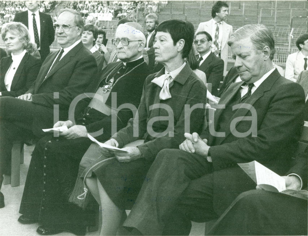 Fotografia d epoca originale 1982 DUSSELDORF DE Helmut KOHL Helmut SCHMIDT Cardinal Julius HOFFNER Foto 1
