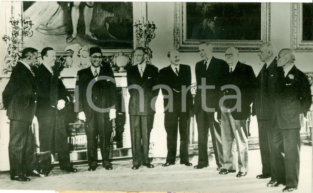 Fotografia d epoca originale 1949 LONDON UK Re GIORGIO VI con i rappresentanti del COMMONWEALTH Foto 1