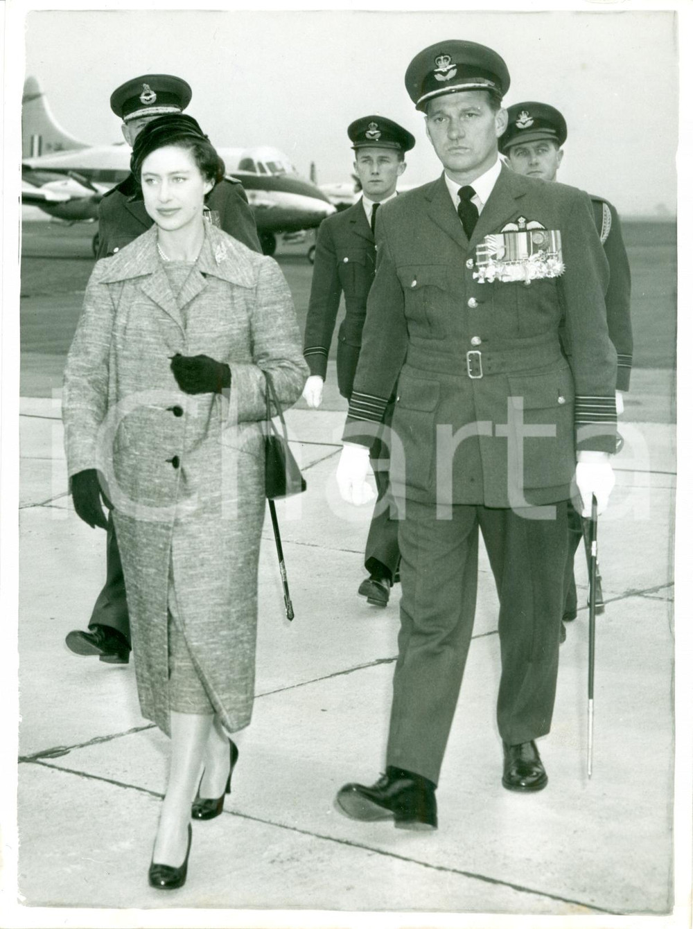 Fotografia d epoca originale 1958 COTTESMORE, RUTLAND UK Princess Margaret James Edgar Johnnie JOHNSON RAF 1