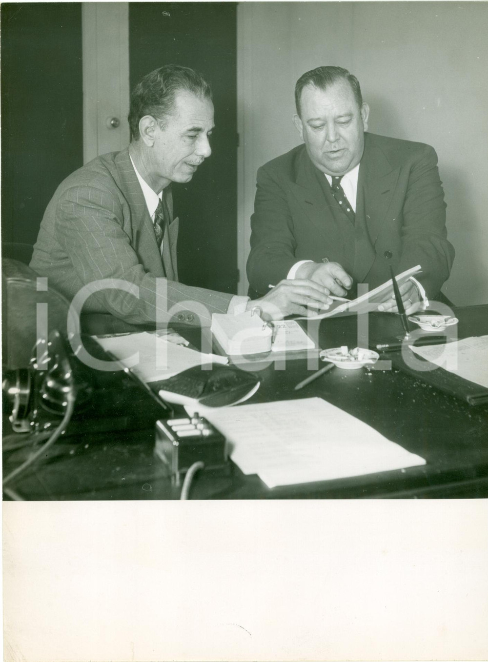 Fotografia d epoca originale 1950 ca GENEVE CH Segretario Lega Araba AZZAM PASHA con Trygve LIE Fotografia 1