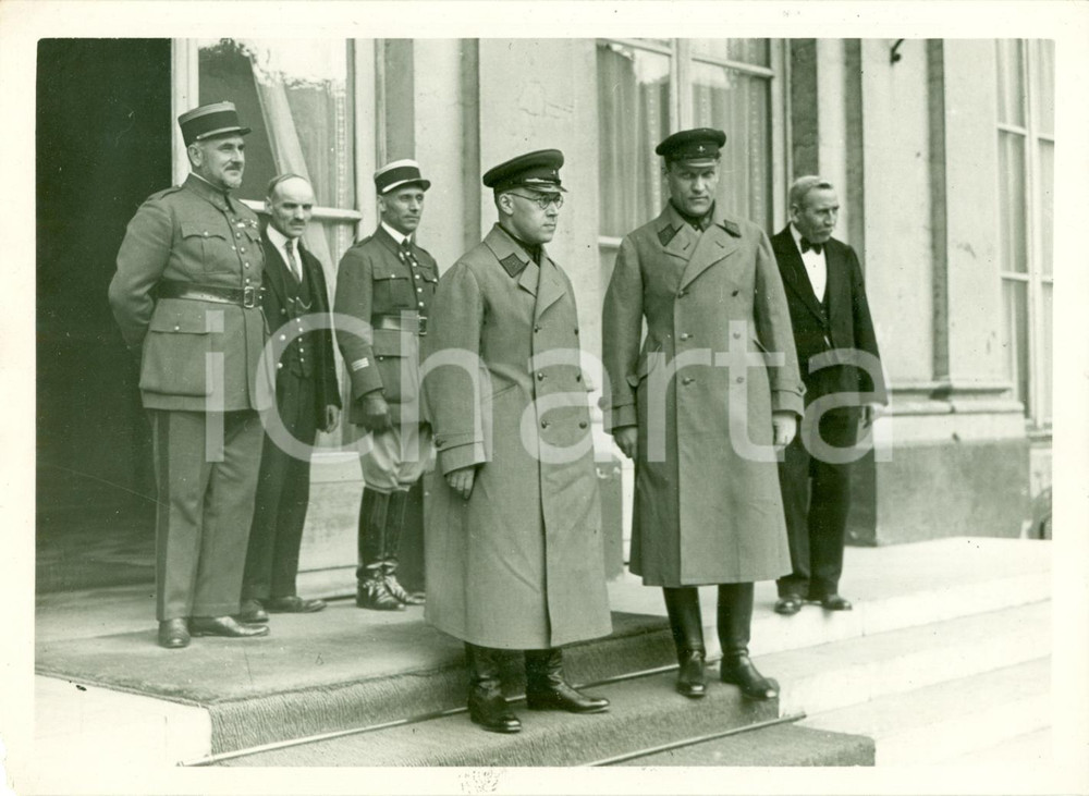 Fotografia d epoca originale 1933 PARIS Ministro Edouard DALADIER Colonnello russo Simon VENTZOV Foto 1
