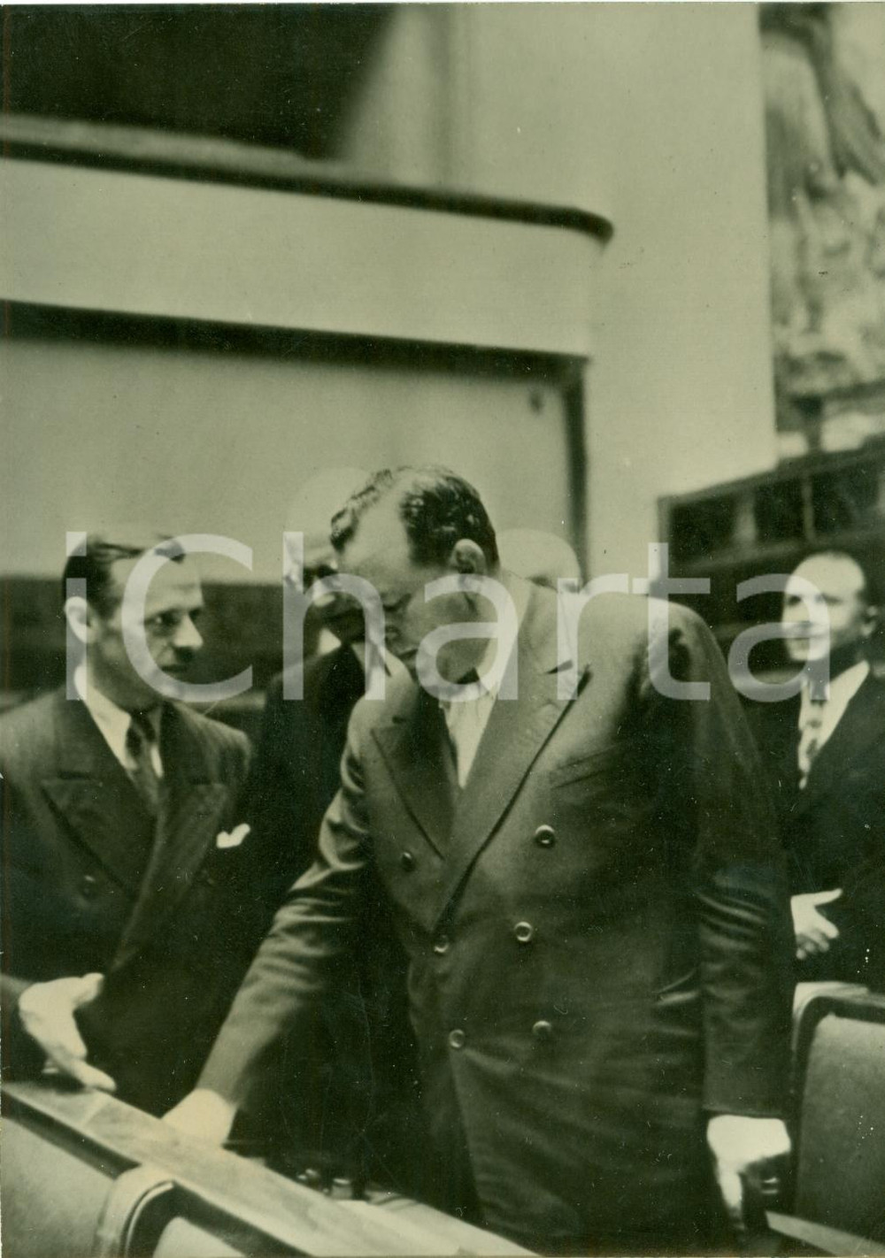 Fotografia d epoca originale 1946 GENEVE CH Segretario Trygve LIE prende possesso Palazzo ONU Fotografia 1