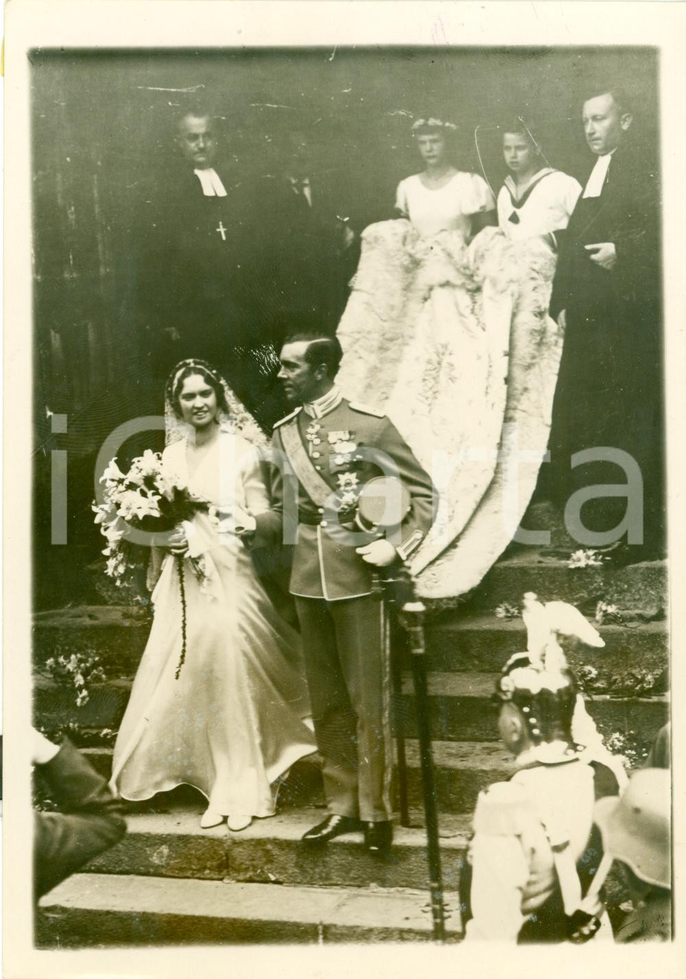 Fotografia d epoca originale 1932 COBURG DE Gustavo Adolfo di SVEZIA sposa Sibilla di COBURGOGOTHA Foto 1