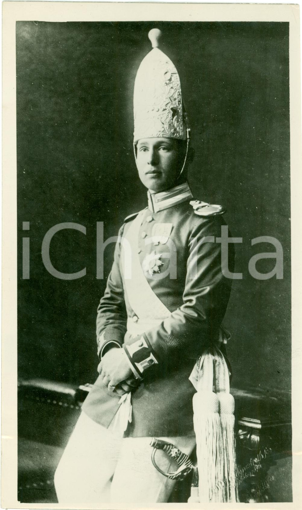Fotografia d epoca originale 1920 ca PARIS Ritratto GIORGIO DI GRECIA in divisa da diadoco Fotografia 1