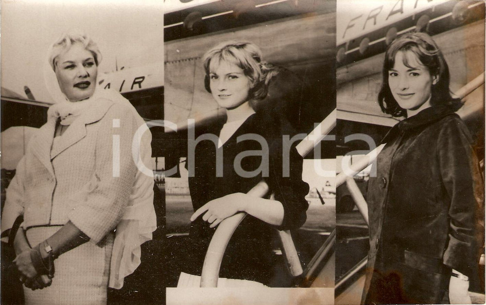 Fotografia d epoca originale 1958 PARIS Tilda THAMAR Mijanou BARDOT e Pascale AUDRET partono festival BERLINO 1