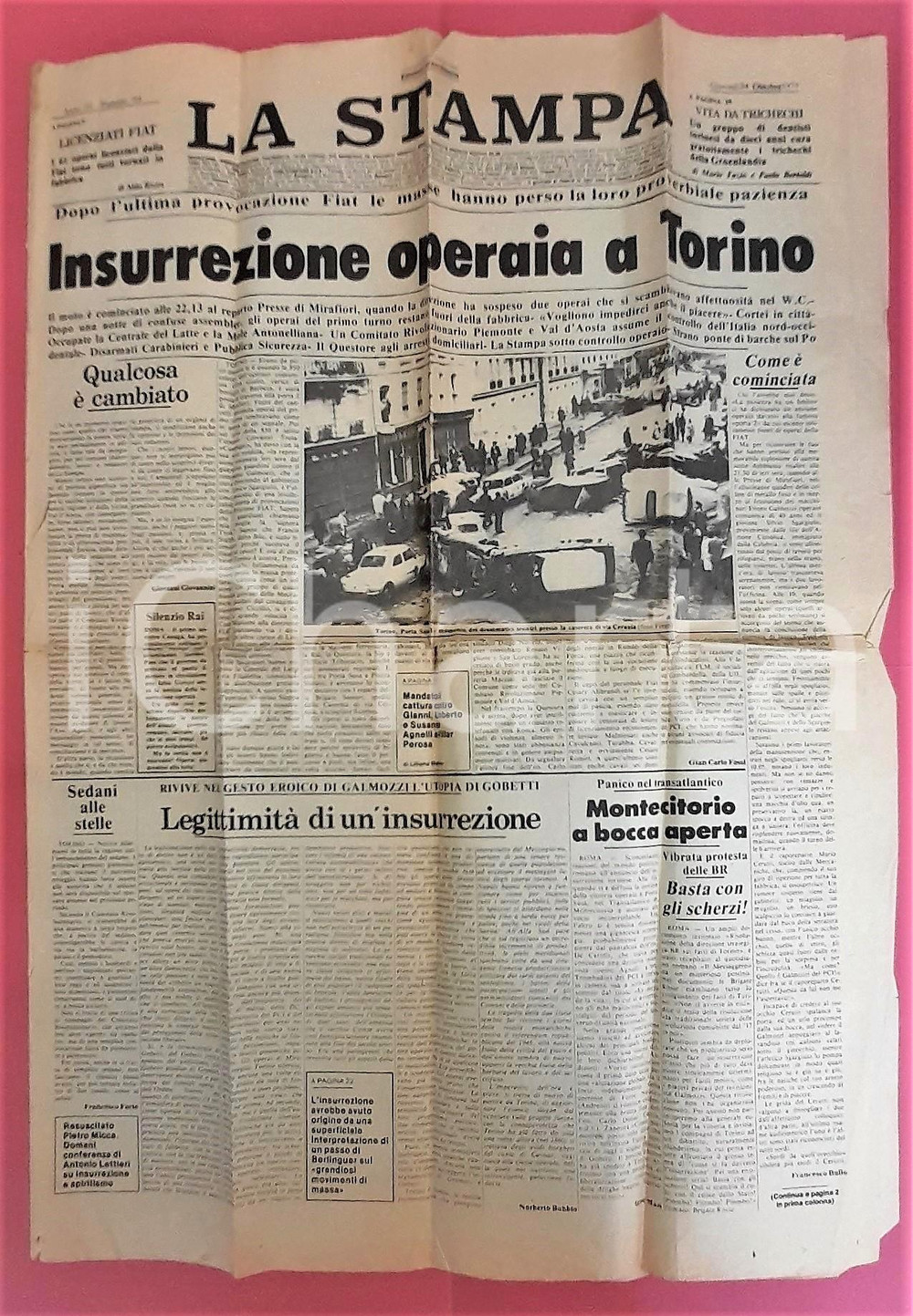 Giornale, rivista storica 1979 LA STAMPA Insurrezione operai FIAT a TORINO Satira FALSA EDIZIONE IL MALE 1