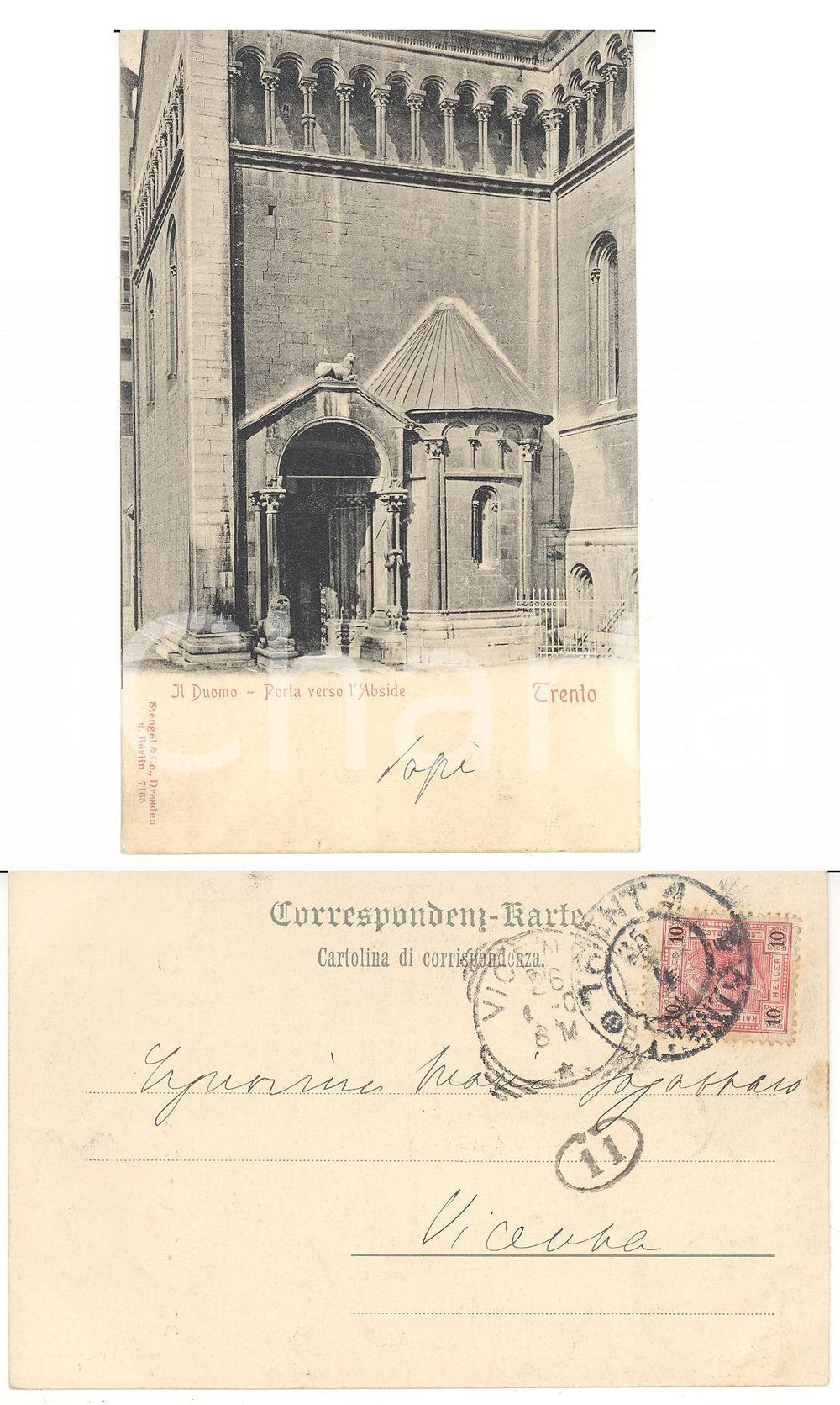 Autografo originale 1905 TRENTO Cartolina ANTONIO FOGAZZARO alla figlia Maria AUTOGRAFO 1