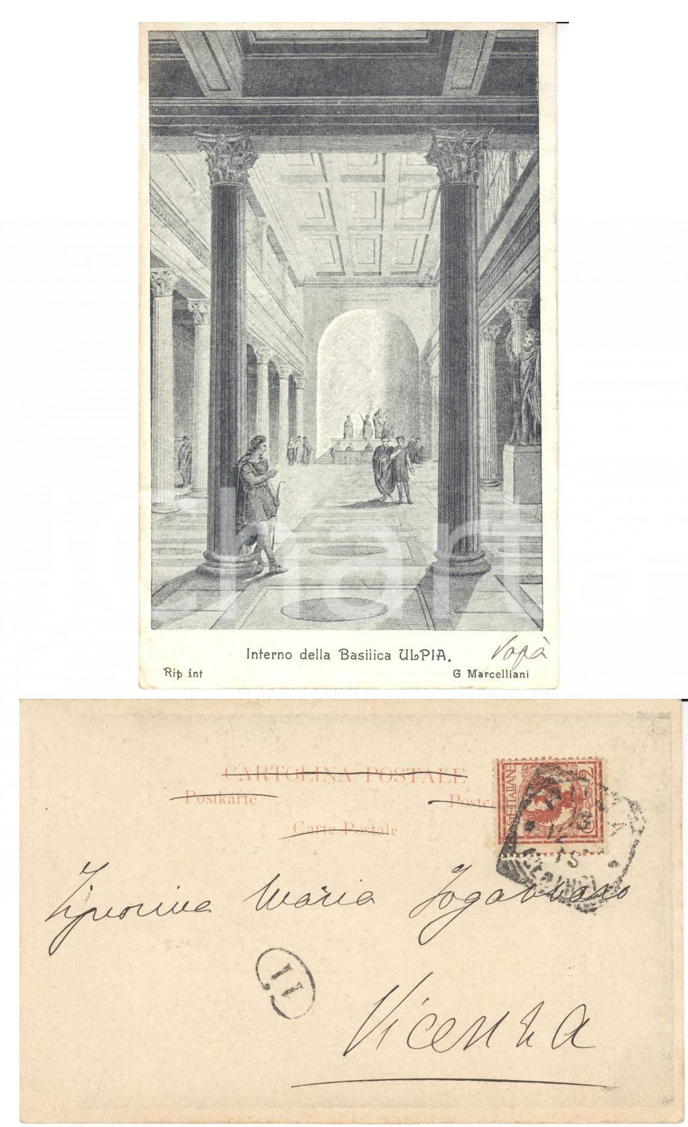 Autografo originale 1909 ROMA Cartolina ANTONIO FOGAZZARO a figlia Maria  Ulpia AUTOGRAFO 1