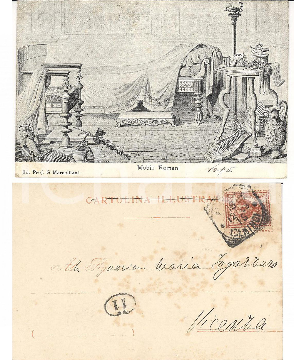 Autografo originale 1909 ROMA Cartolina ANTONIO FOGAZZARO a figlia Maria  Mobili romani AUTOGRAFO 1