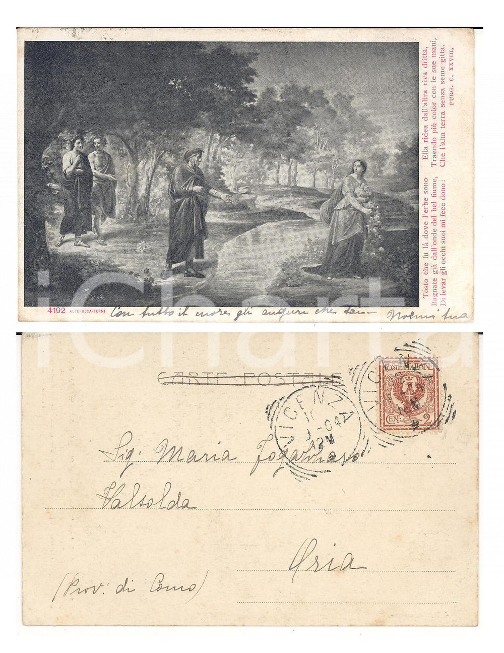 Autografo originale 1904 VICENZA Cartolina Noemi LUCCHINI all amica Maria FOGAZZARO AUTOGRAFO 1