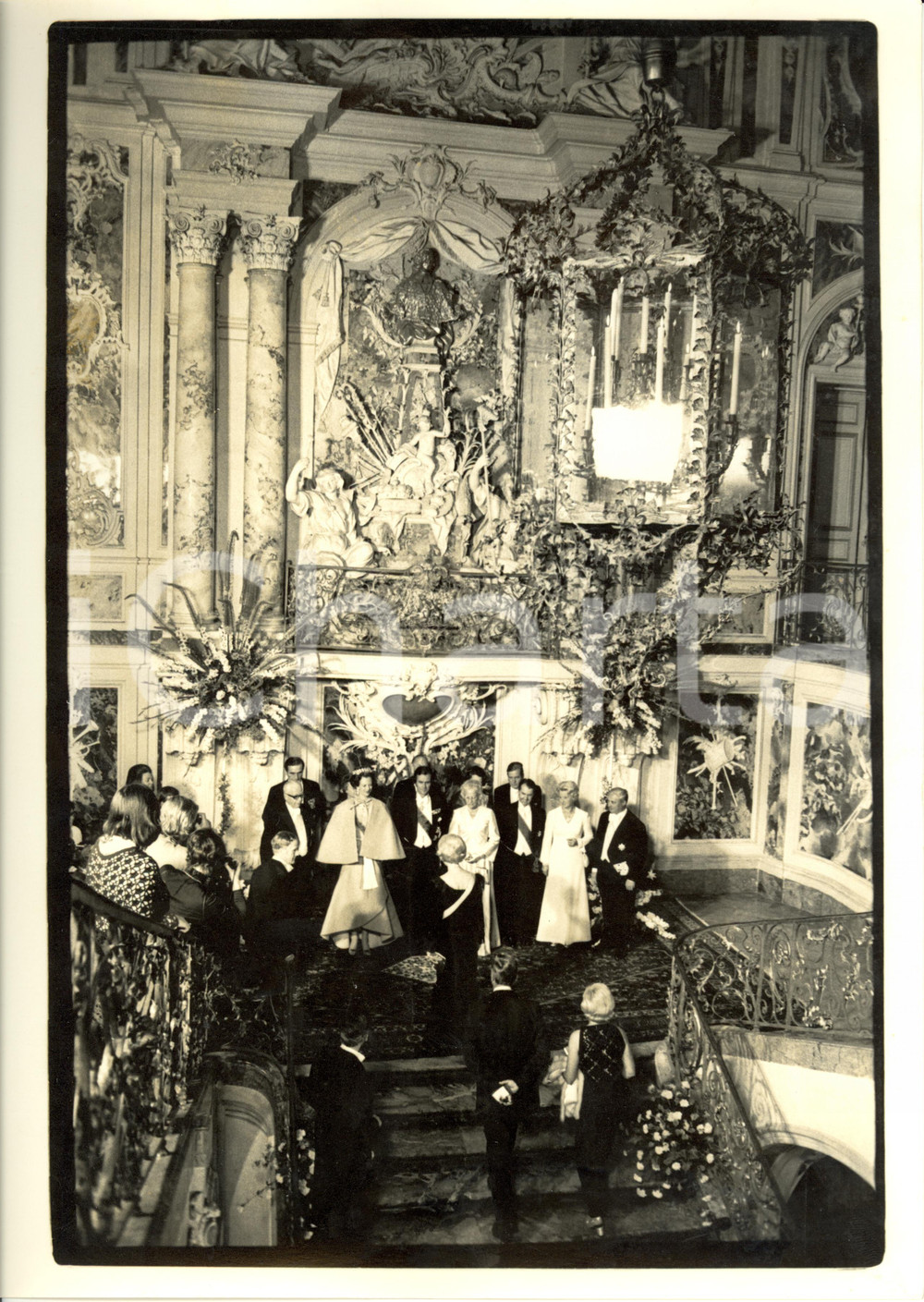 Fotografia d epoca originale 1972 KOLN Gustav HEINEMANN ricevimento per Margrethe di DANIMARCA Castello BRUHL 1