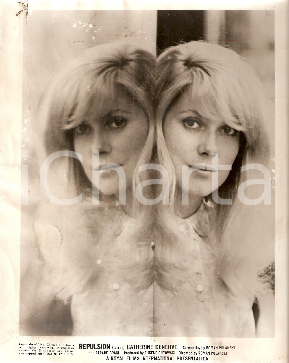 Fotografia d epoca originale 1965 REPULSION Catherine DENEUVE Regia di Roman POLANSKI Foto DANNEGGIATA 1