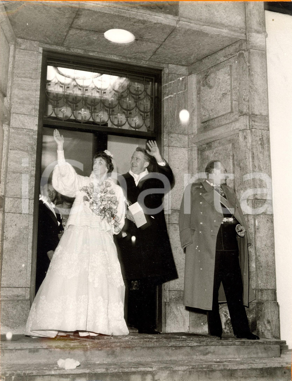 Fotografia d epoca originale 1961 ASKER N Matrimonio Astrid di NORVEGIA con Johan Martin FERNER Fotografia 1