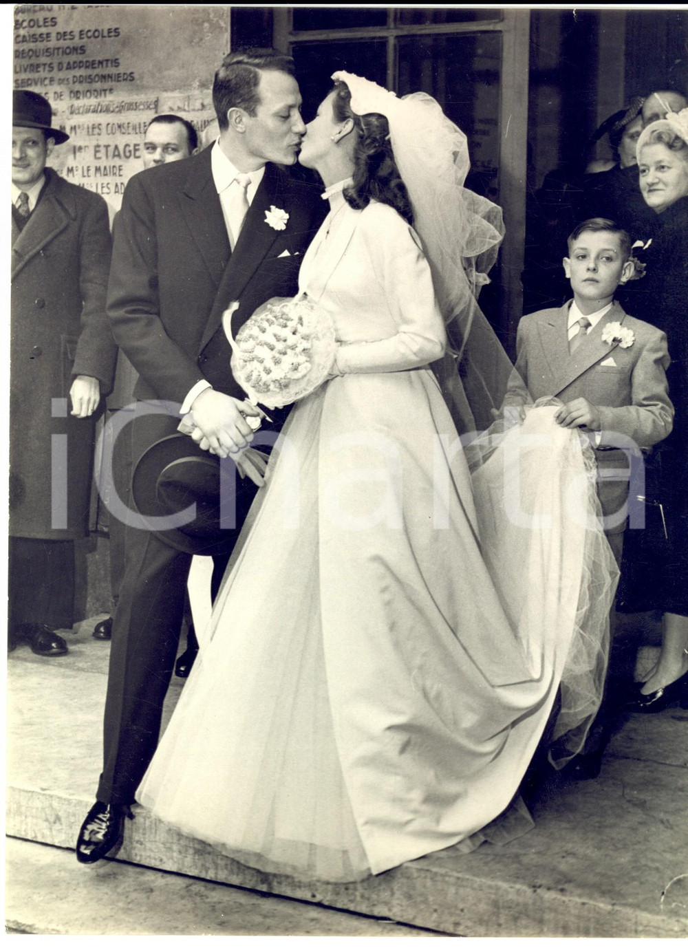 Fotografia d epoca originale 1950 ca PARIS Matrimonio tra Odile VERSOIS e Jacques DACQMINE Fotografia 1