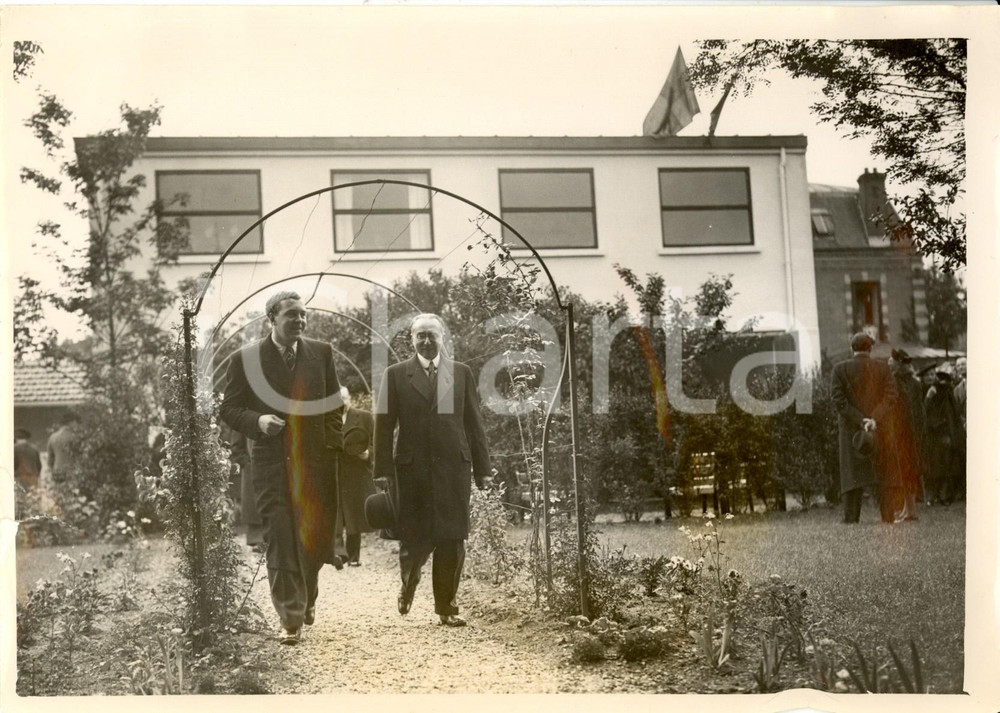 Fotografia d epoca originale 1939 GARENNECOLOMBES Bertil di SVEZIA Einar HENNINGS inaugurano casa di riposo 1