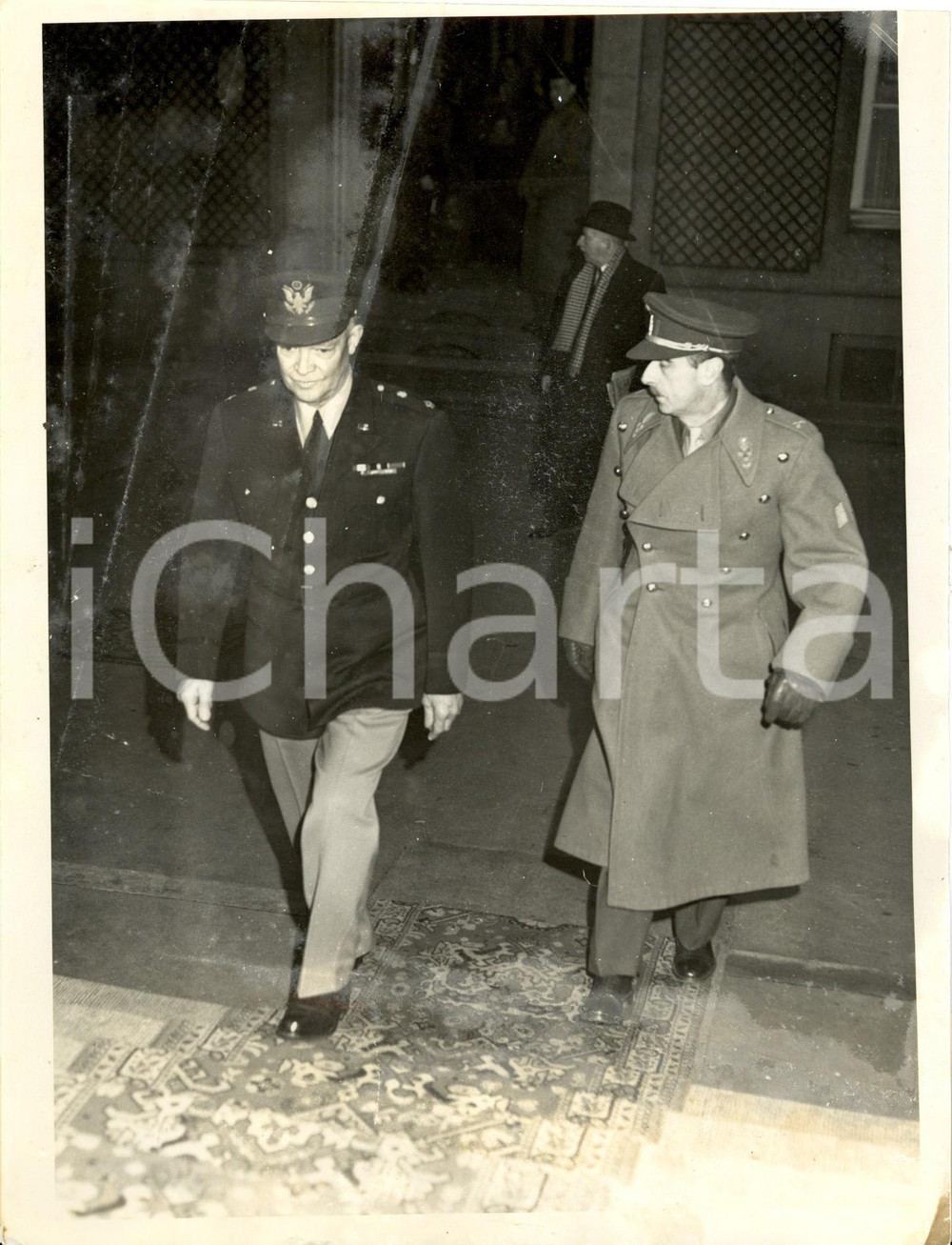 Fotografia d epoca originale 1951 BRUXELLES Generale Dwight EISENHOWER arriva al Ministero degli Esteri Foto 1
