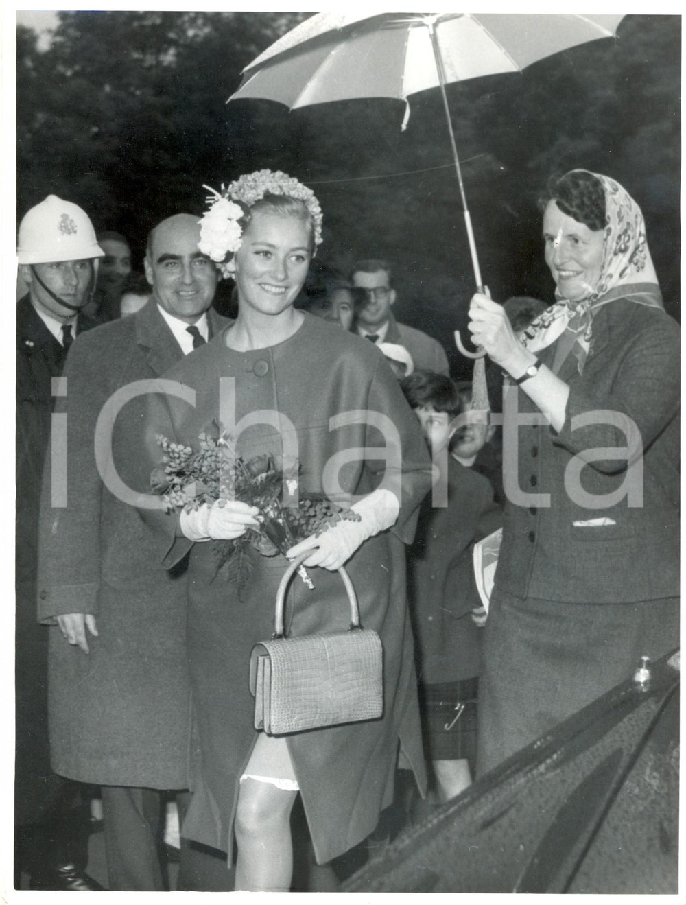 Fotografia d epoca originale 1960 ca BRUXELLES LEOPOLD CLUB Paola del BELGIO al match di tennis COPPA DAVIS 1