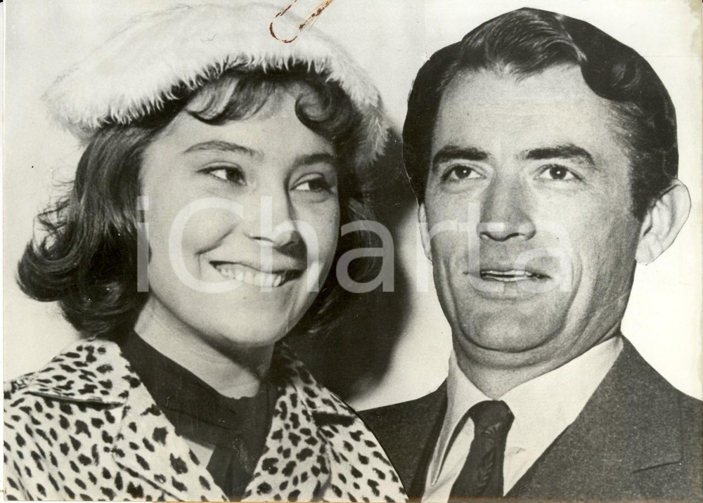 Fotografia d epoca originale 1958 PARIS F I due attori Gregory PECK e Tatiana SAMOILOVA Fotomontaggio 1