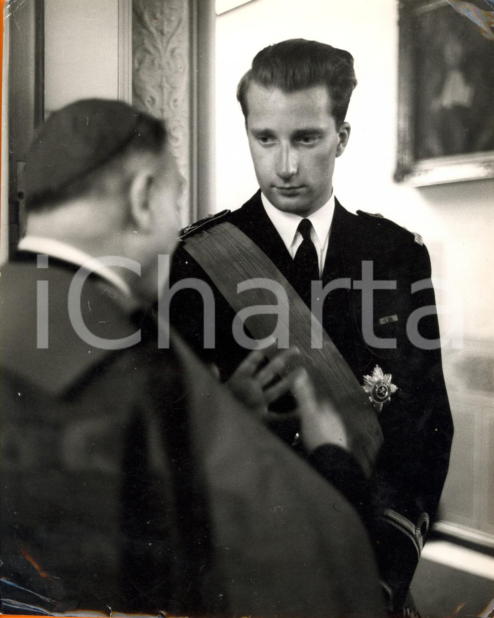 Fotografia d epoca originale 1959 BRUXELLES B Principe Alberto di LIEGI con cardinale JozefErnest VAN ROEY 1