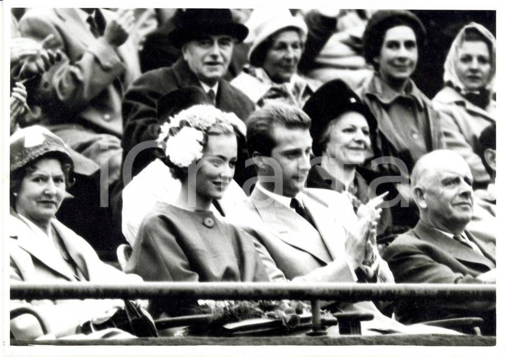 Fotografia d epoca originale 1961 BRUXELLES B ALBERTO e PAOLA a match di doppio Coppa DAVIS BELGIOITALIA 1